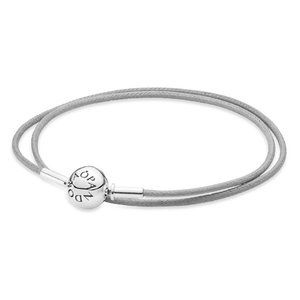 Pandora Essence Collection Double Grey Fabric Cord Bracelet